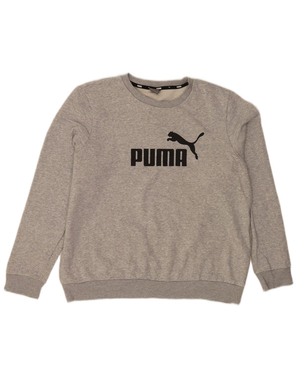 Puma Mens Graphic Sweatshirt Jumper XL Grey Flecked Cotton