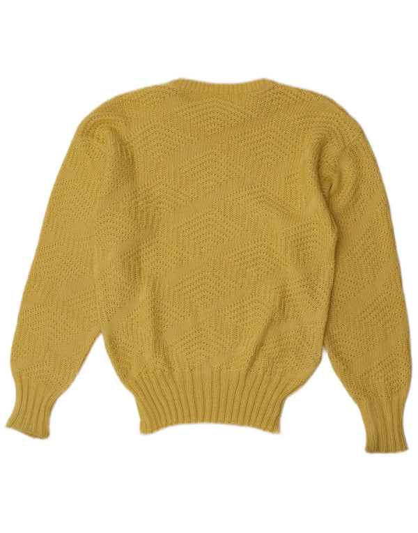 Vintage Womens Crew Neck Jumper Sweater UK 14 Medium Yellow Cotton