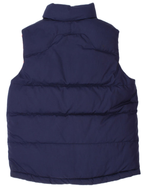 Polo Ralph Lauren Boys Reversible Padded Gilet 7-8 Years Small Navy Blue