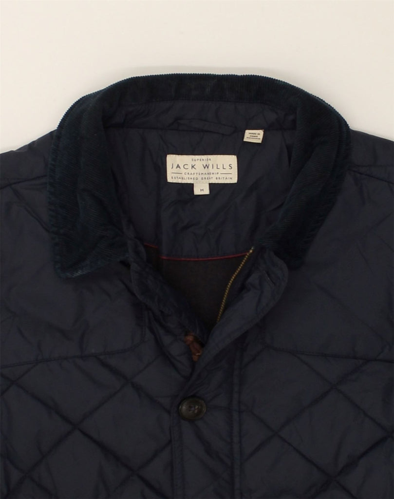 JACK WILLS Mens Quilted Jacket UK 38 Medium Navy Blue Nylon | Vintage Jack Wills | Thrift | Second-Hand Jack Wills | Used Clothing | Messina Hembry 