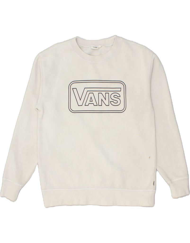 VANS Mens Graphic Sweatshirt Jumper XS White | Vintage Vans | Thrift | Second-Hand Vans | Used Clothing | Messina Hembry 