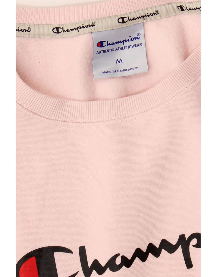 Champion Womens Graphic Sweatshirt Jumper UK 14 Medium Pink Cotton