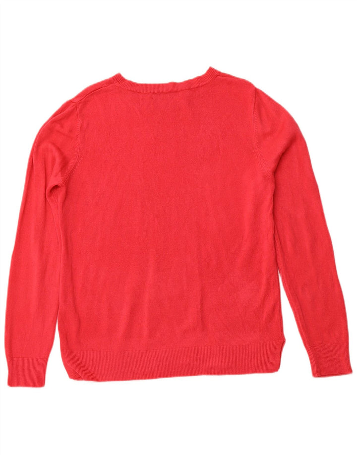 MARKS & SPENCER Womens Boat Neck Jumper Sweater UK 14 Medium Pink Acrylic