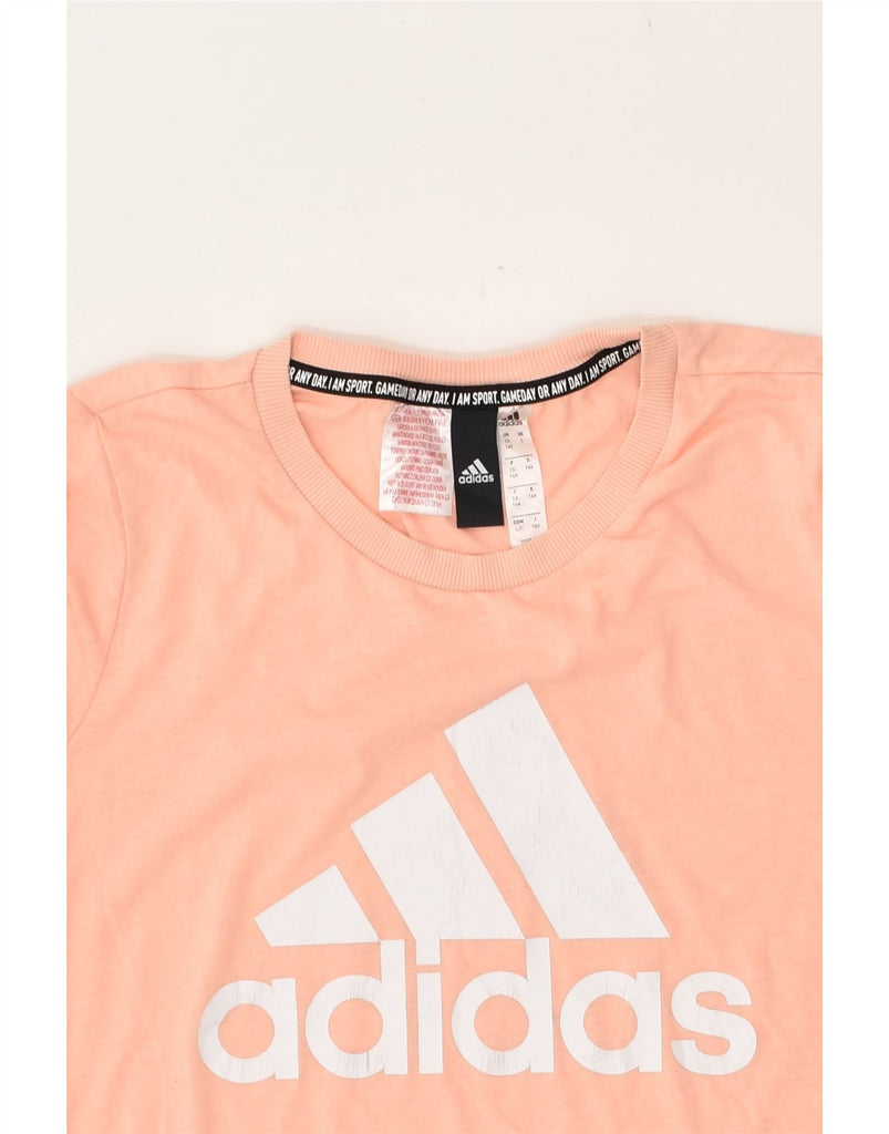 ADIDAS Girls Graphic T-Shirt Top 13-14 Years Orange Cotton | Vintage Adidas | Thrift | Second-Hand Adidas | Used Clothing | Messina Hembry 