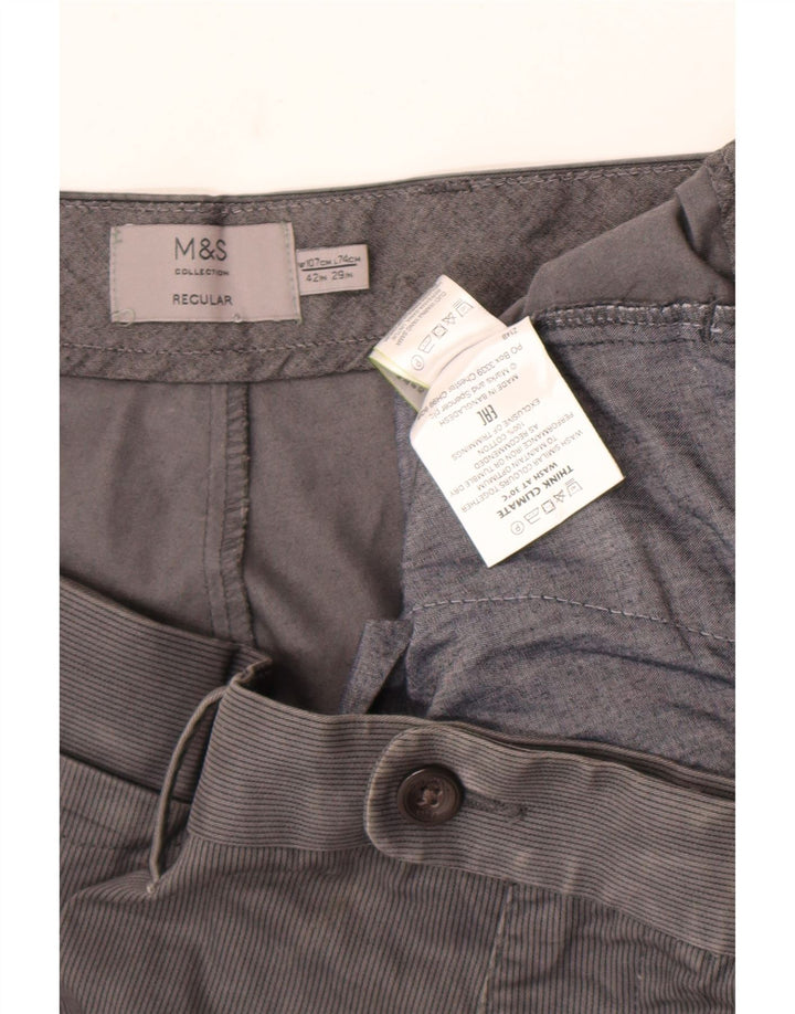 Marks & Spencer Mens Regular Fit Suit Trousers W42 L29 Grey Pinstripe
