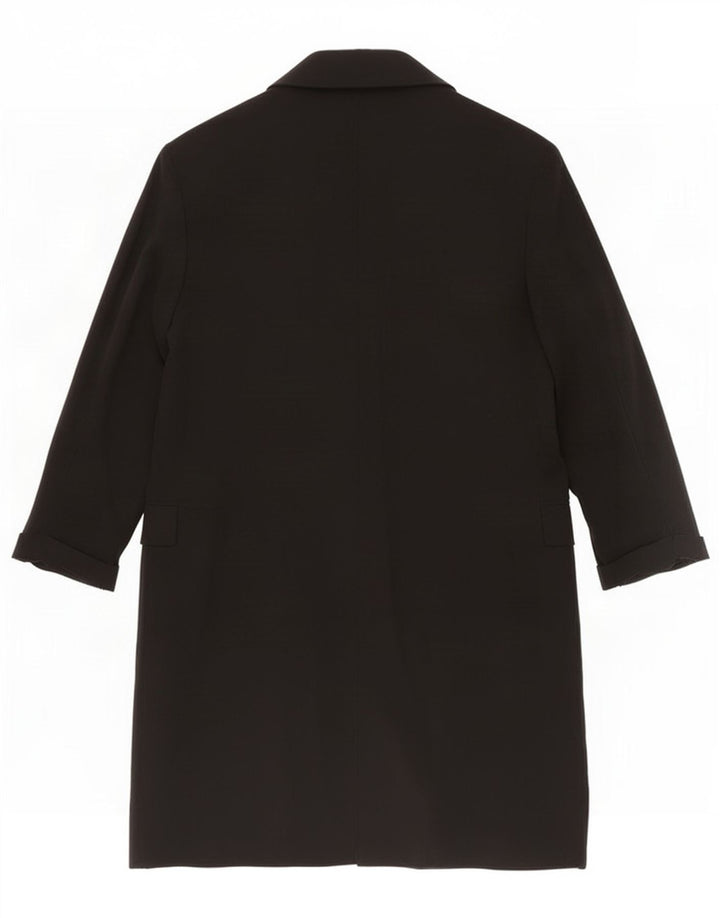 Zara Womens Open Overcoat UK 16 Large Black Lyocell