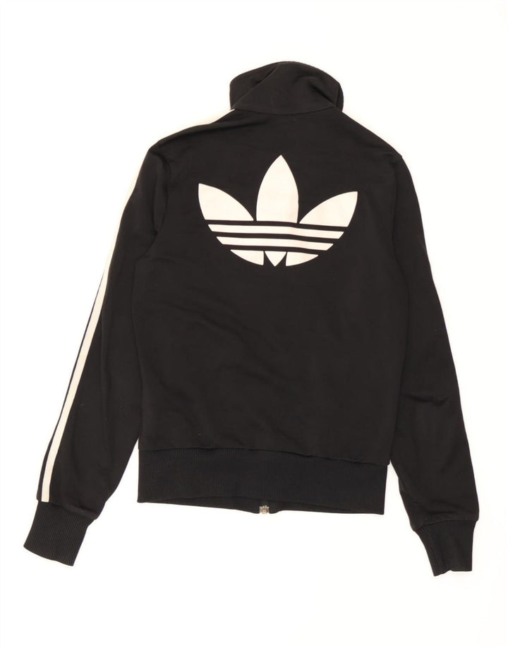 Adidas Womens Graphic Tracksuit Top Jacket EU 34 XS Black Polyester