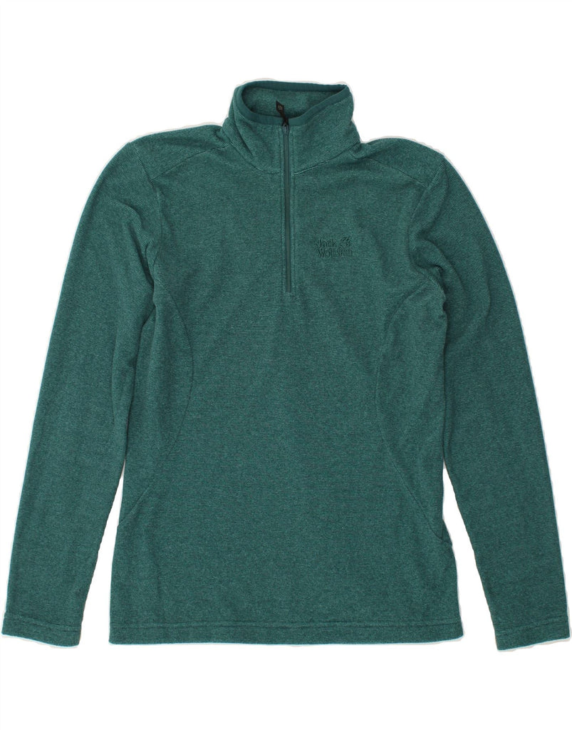 JACK WOLFSKIN Womens Zip Neck Fleece Jumper UK 10 Small  Green Polyester | Vintage Jack Wolfskin | Thrift | Second-Hand Jack Wolfskin | Used Clothing | Messina Hembry 