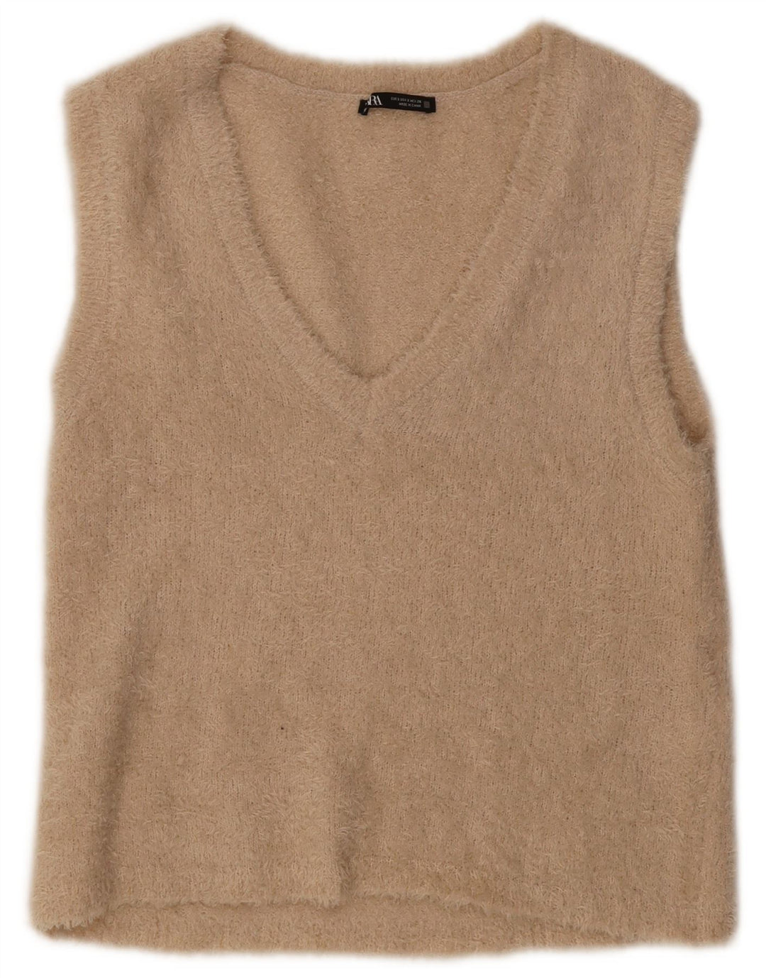 ZARA Womens Vest Tank Top UK 10 Small Beige Polyester