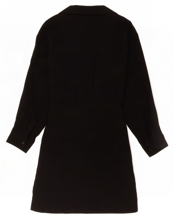 Zara Womens Loose Fit Tiered Dress UK 6 XS Black Viscose