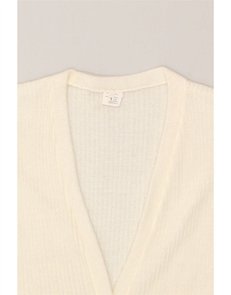 VINTAGE Womens Sleeveless Cardigan Sweater UK 16 Large Off White Acrylic | Vintage Vintage | Thrift | Second-Hand Vintage | Used Clothing | Messina Hembry 