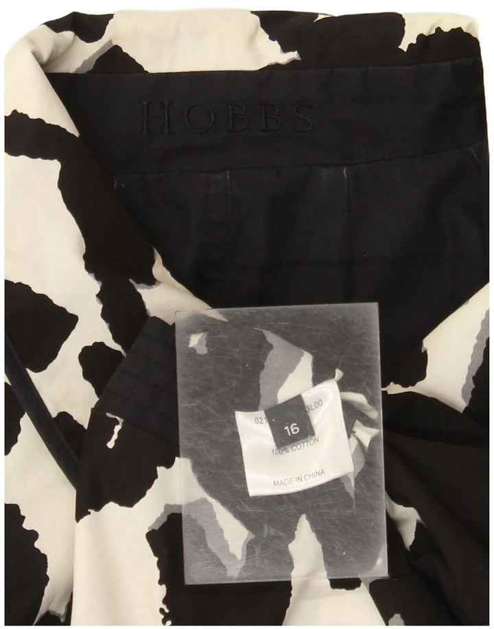 HOBBS Womens Abstract Pattern Reversible Overcoat UK 16 Large  Black