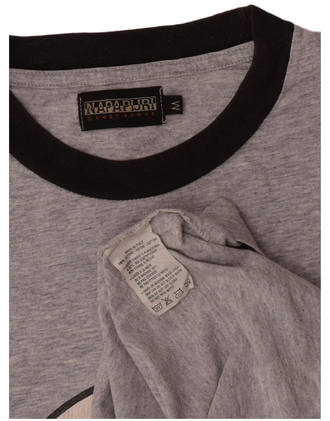 Napapijri Mens Graphic T-Shirt Top Medium Grey Cotton