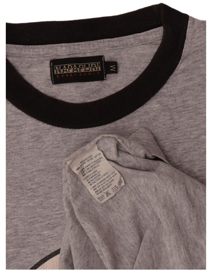 Napapijri Mens Graphic T-Shirt Top Medium Grey Cotton