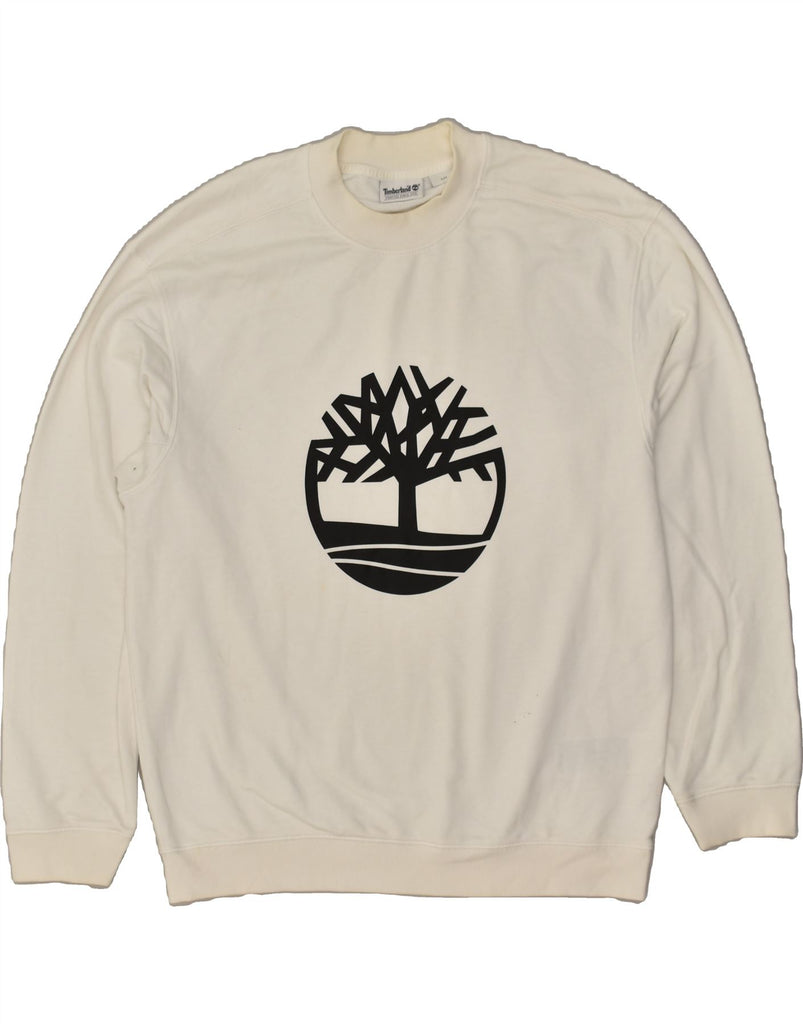 TIMBERLAND Mens Graphic Sweatshirt Jumper Large White Cotton | Vintage Timberland | Thrift | Second-Hand Timberland | Used Clothing | Messina Hembry 