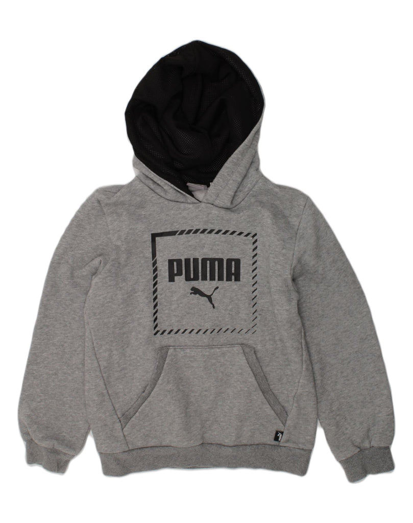 PUMA Boys Graphic Hoodie Jumper 9-10 Years Grey Cotton | Vintage Puma | Thrift | Second-Hand Puma | Used Clothing | Messina Hembry 