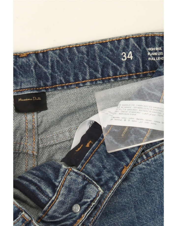 Massimo Dutti Womens High Rise Flared Jeans W34 L35 Blue Cotton
