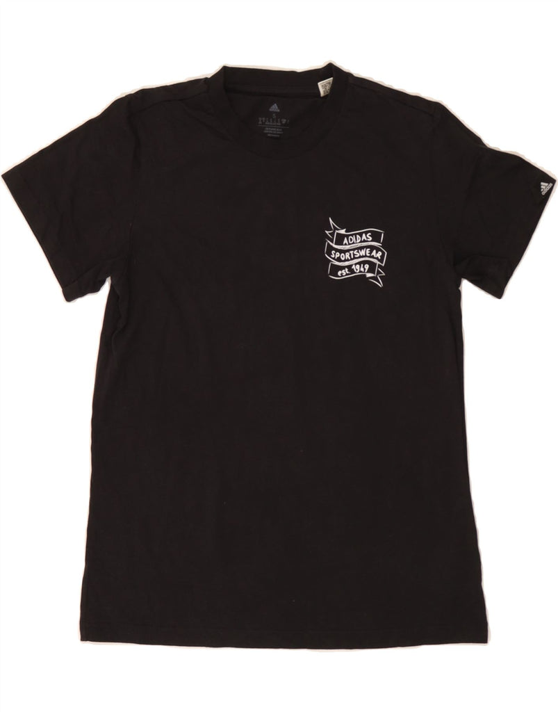ADIDAS Womens Graphic T-Shirt Top UK 8/10 Small Black Cotton Vintage Adidas and Second-Hand Adidas from Messina Hembry 