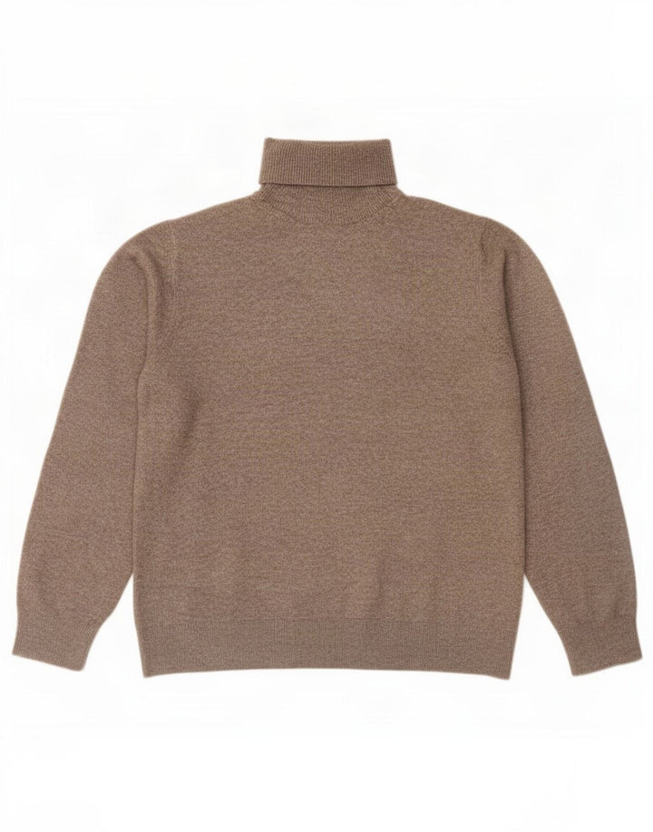 Marks & Spencer Mens Roll Neck Jumper Sweater Medium Brown Polyester