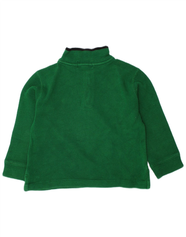 POLO RALPH LAUREN Boys Zip Neck Jumper Sweater 2-3 Years Green Cotton