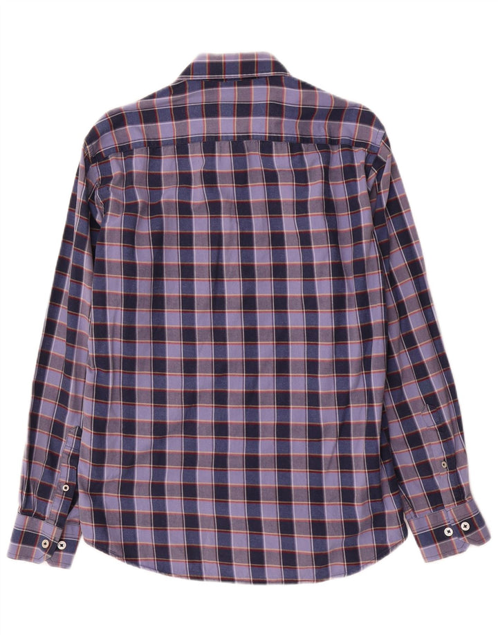 Carrera Mens Shirt Medium Navy Blue Check Cotton