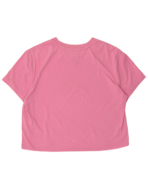 Tommy Hilfiger Womens Crop T-Shirt Top UK 14 Medium Pink Cotton