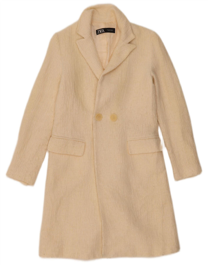 Zara Womens Overcoat UK 6 XS Off White Wool