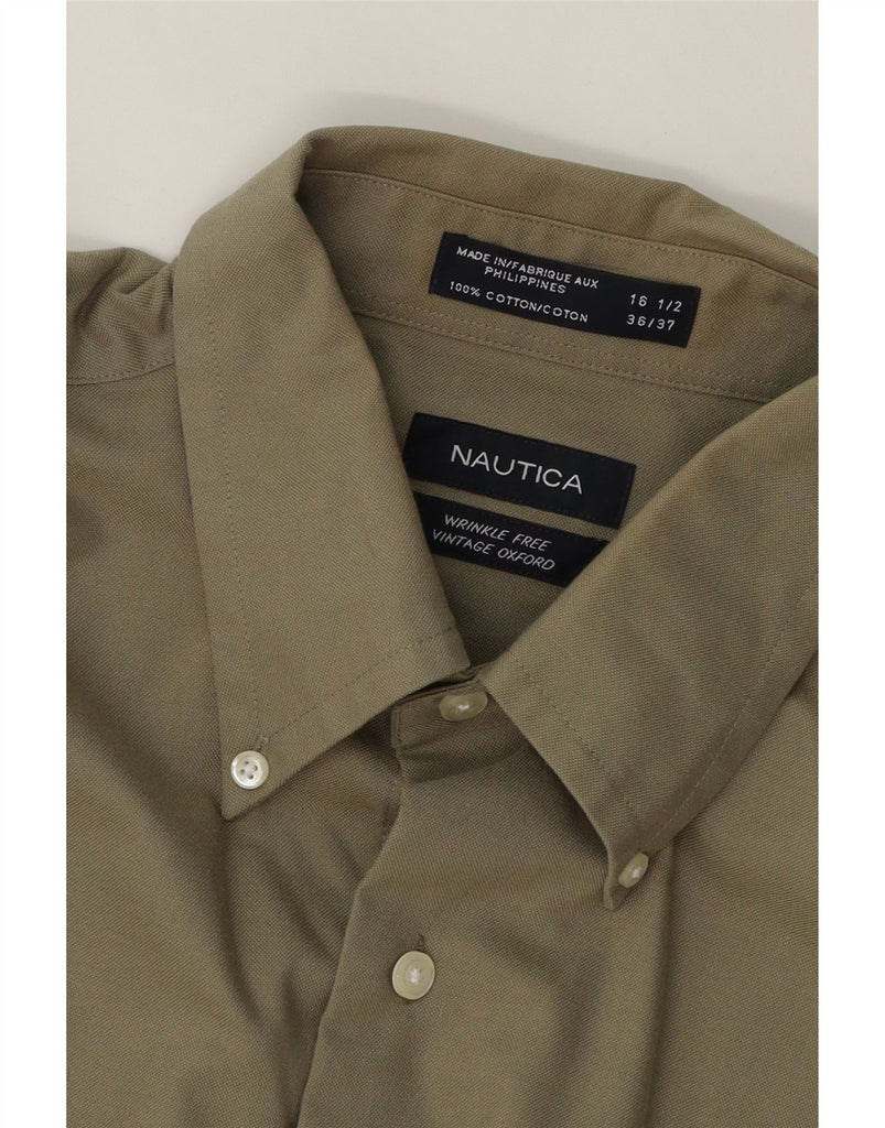 NAUTICA Mens Shirt Size 16 1/2 Large Khaki Cotton Vintage Nautica and Second-Hand Nautica from Messina Hembry 