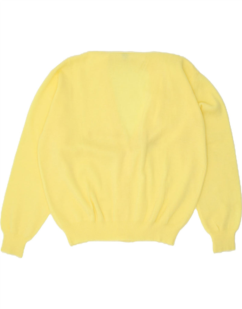 VINTAGE Womens Loose Fit Cardigan Sweater EU 44 XL Yellow Polyacrylic Vintage Vintage and Second-Hand Vintage from Messina Hembry 