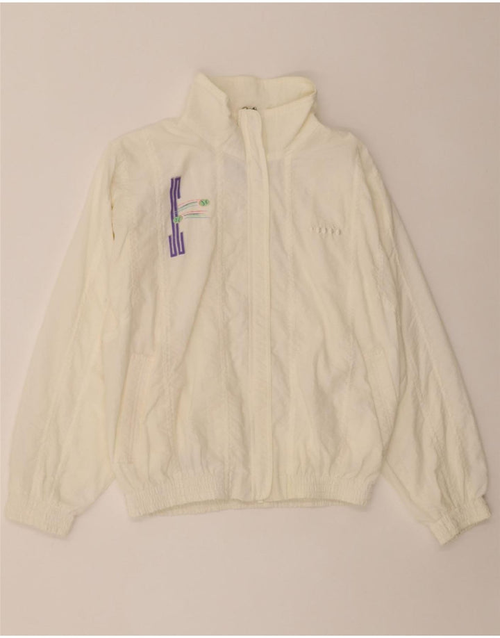 DIADORA Womens Oversized Tracksuit Top Jacket UK 10 Small White Polyamide Vintage Diadora and Second-Hand Diadora from Messina Hembry 