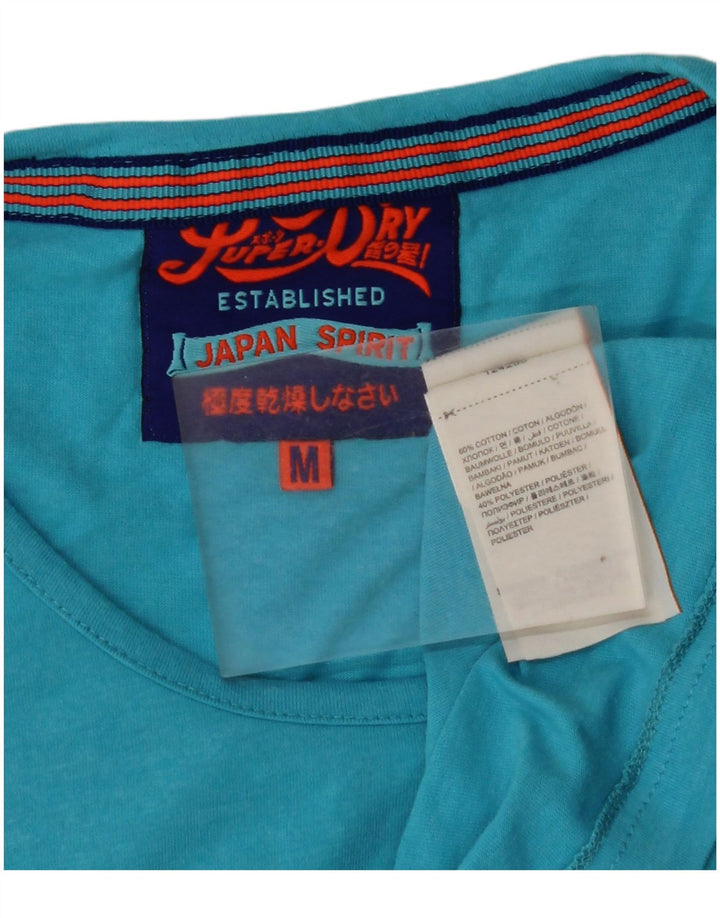 SUPERDRY Womens Graphic Vest Top UK 12 Medium Blue Cotton