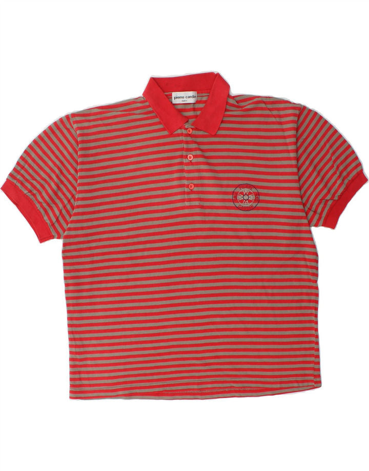 PIERRE CARDIN Mens Polo Shirt Large Red Striped Vintage Pierre Cardin and Second-Hand Pierre Cardin from Messina Hembry 