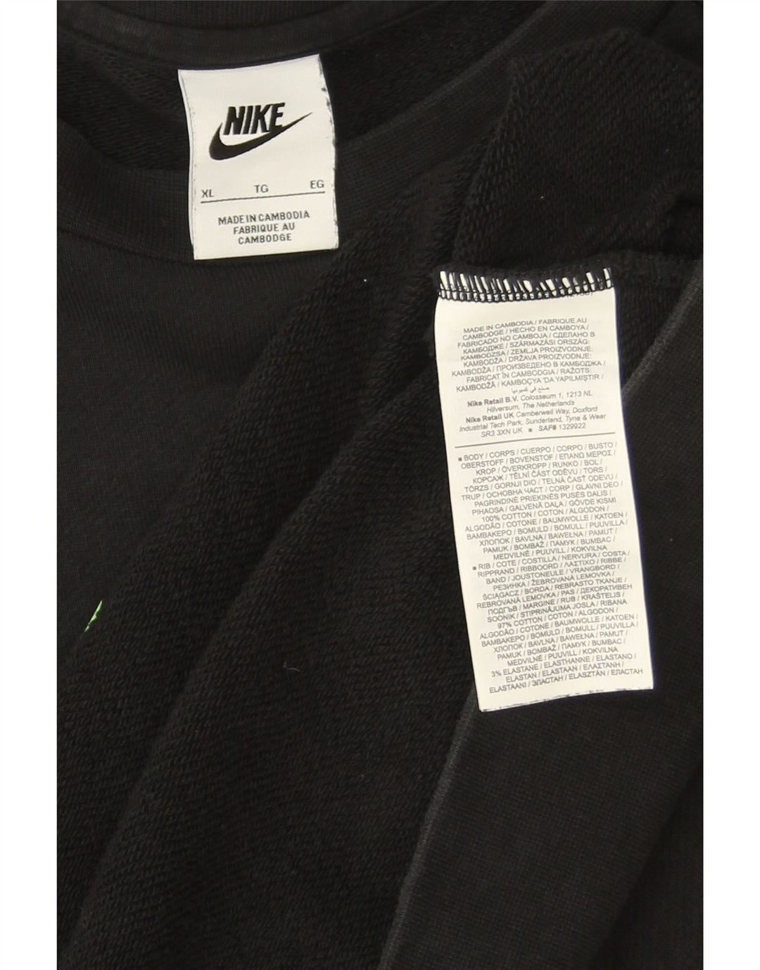 Nike Mens Graphic Sweatshirt Jumper XL Black Colourblock Cotton