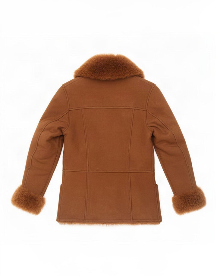 Vintage Womens Shearling Jacket UK 8 Small Brown