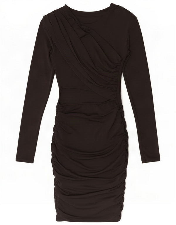 Vintage Womens Long Sleeve Bodycon Dress UK 4 XS Black
