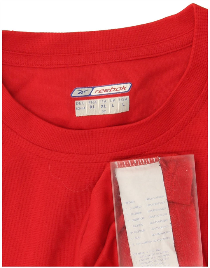 Reebok Mens Top Long Sleeve Large Red Polyester