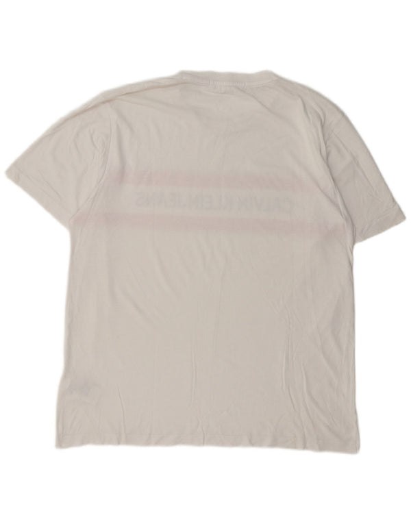 Calvin Klein Jeans Mens Graphic T-Shirt Top XL White Cotton