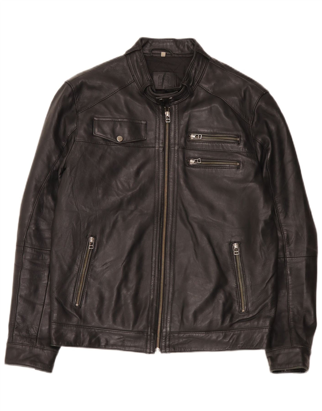 Bata Mens Leather Jacket UK 42 XL Black