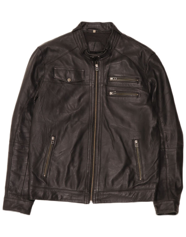 Bata Mens Leather Jacket UK 42 XL Black