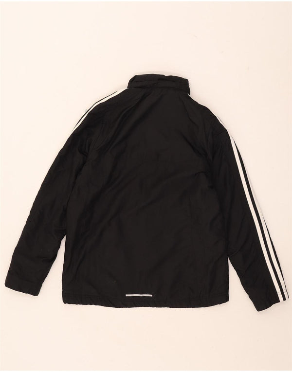 Adidas Boys Hooded Windbreaker Jacket 13-14 Years Black Polyester