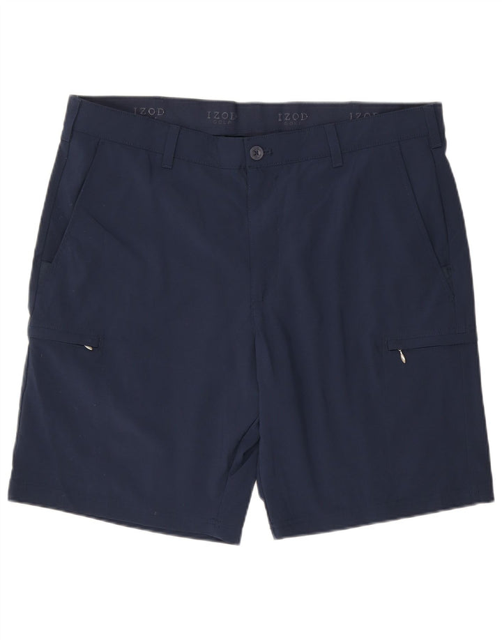IZOD Mens Cargo Shorts W38 XL Navy Blue Polyester