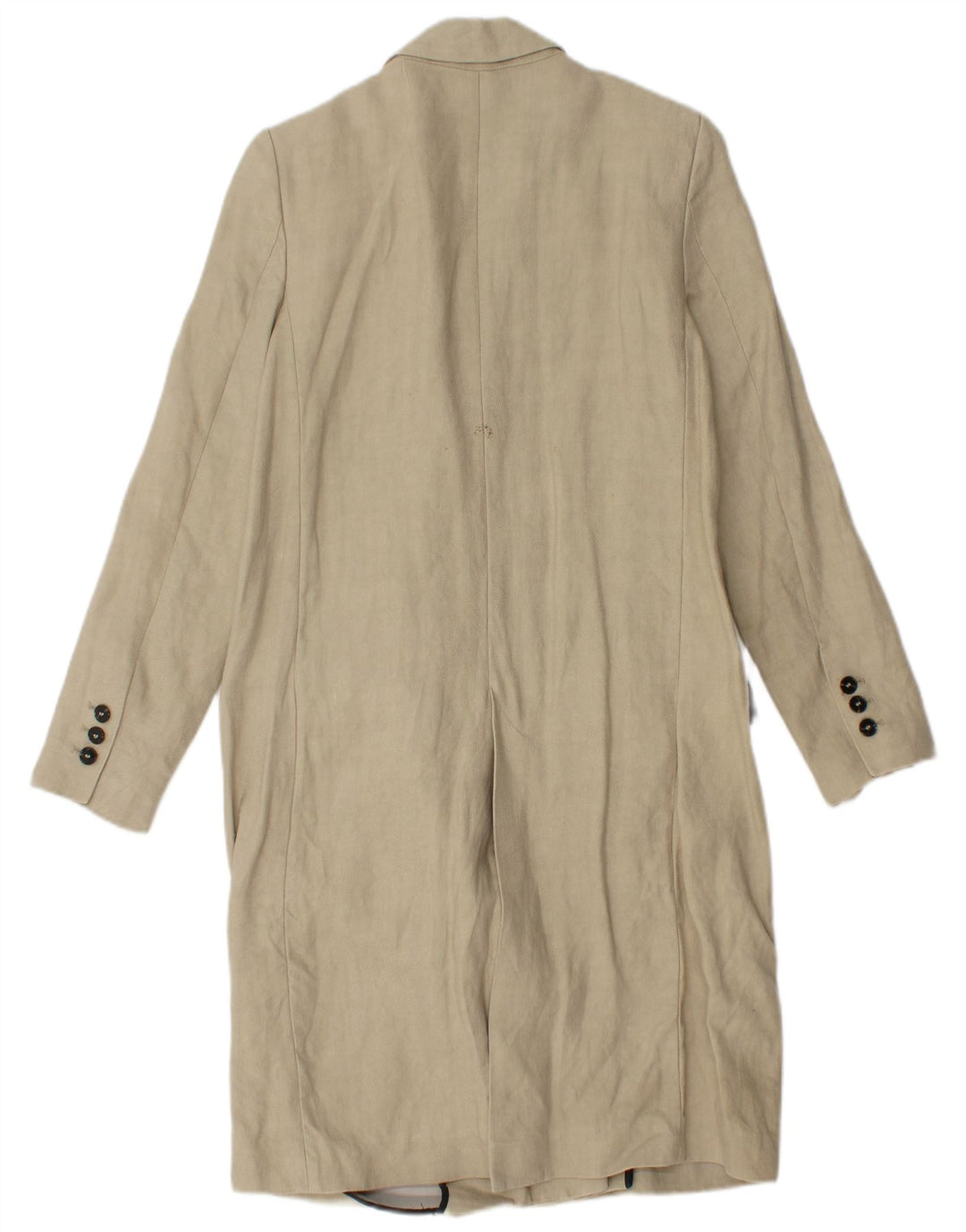 Zara Womens Double Breasted Coat UK 6 XS Beige Linen
