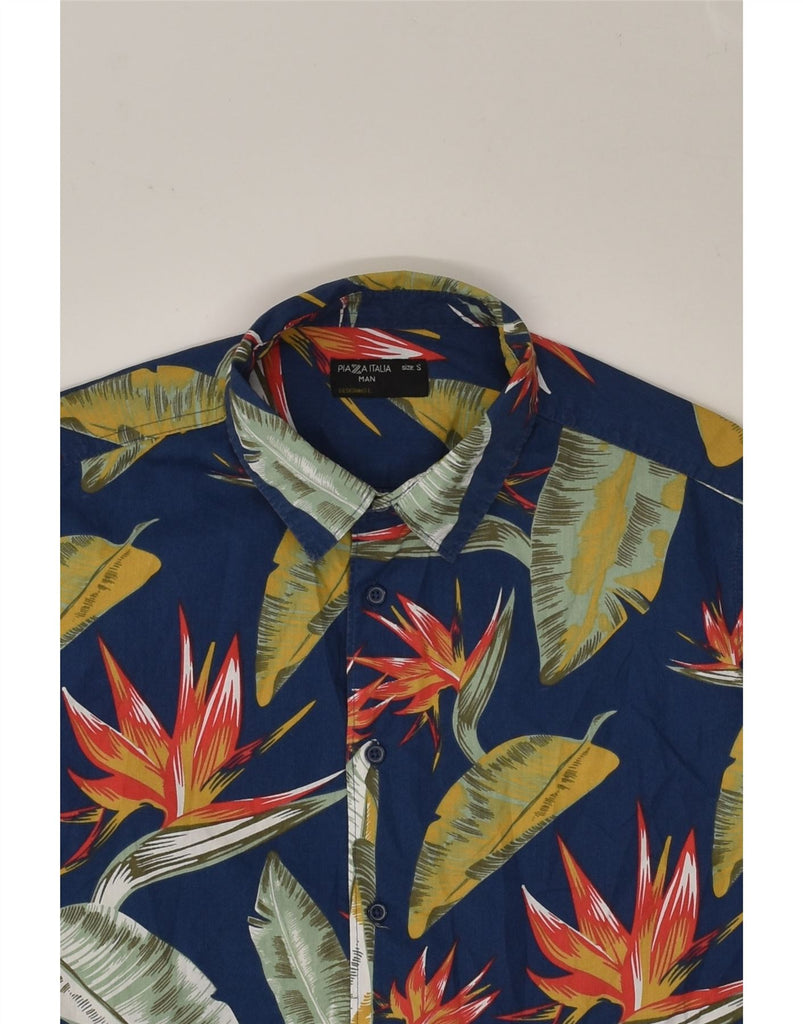 PIAZZA ITALIA Mens Short Sleeve Shirt Small Navy Blue Floral Hawaiian | Vintage PIAZZA ITALIA | Thrift | Second-Hand PIAZZA ITALIA | Used Clothing | Messina Hembry 