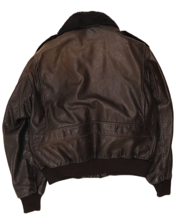 Vintage Mens Military Bomber Leather Jacket UK 42 XL Black
