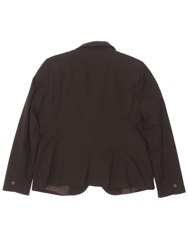 Zara Womens 1 Button Blazer Jacket EU 44 XL Black Polyester