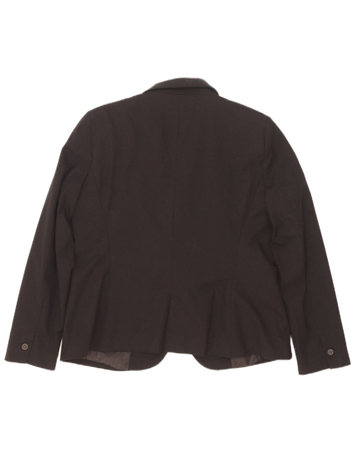 Zara Womens 1 Button Blazer Jacket EU 44 XL Black Polyester