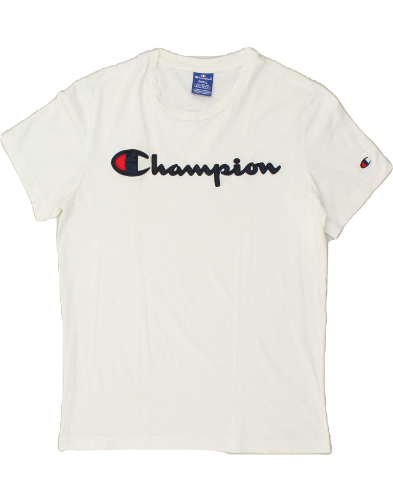 CHAMPION Mens Graphic T-Shirt Top Small White Cotton | Vintage Champion | Thrift | Second-Hand Champion | Used Clothing | Messina Hembry 