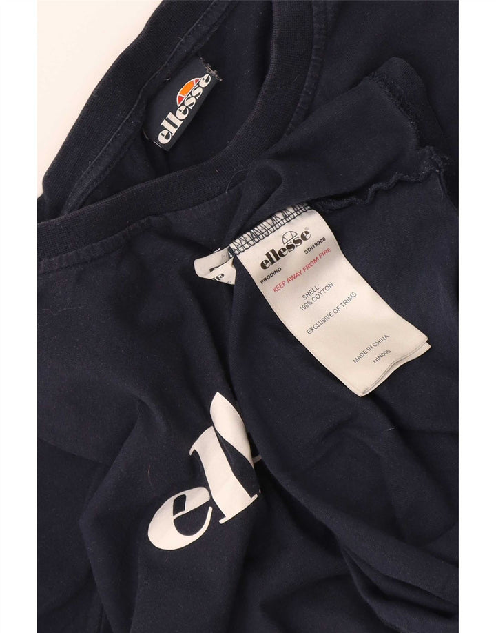 Ellesse Mens Graphic T-Shirt Top Medium Navy Blue Cotton