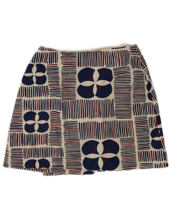 Vintage Girls Mini Wrap Skirt 9-10 Years W24 Blue Geometric