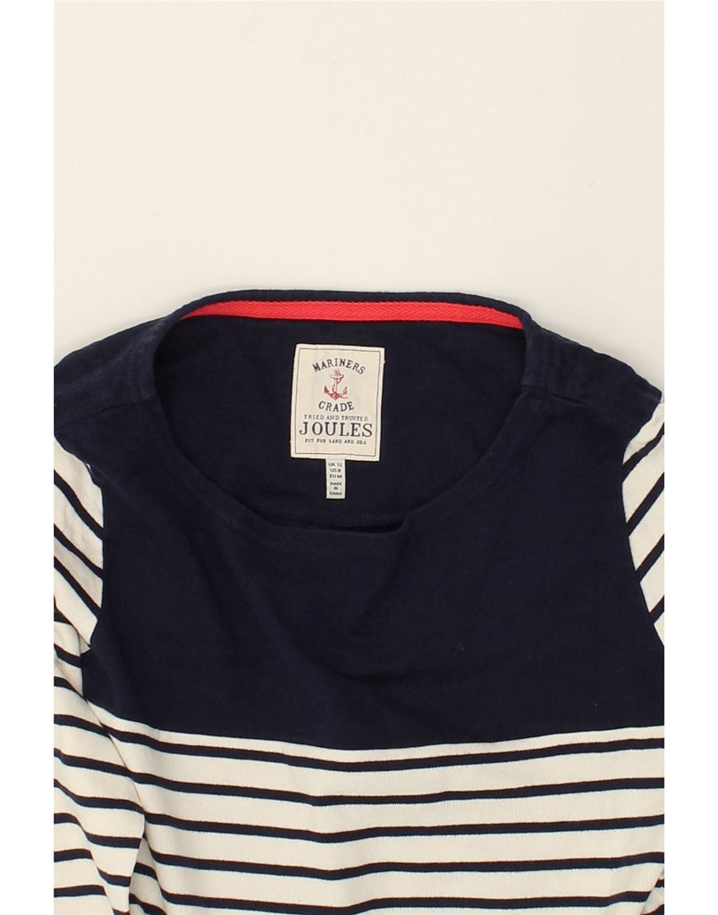 JOULES Womens Top 3/4 Sleeve UK 12 Medium Navy Blue Striped Cotton | Vintage Joules | Thrift | Second-Hand Joules | Used Clothing | Messina Hembry 